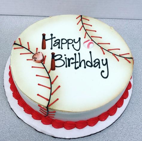 Simple Sports Cake, Dq Ice Cream Cake Design, Dq Ice Cream Cake, Baseball Birthday Cakes, Dairy Queen Cake, Round Birthday Cakes, Sports Cakes, Twin Birthday Cakes, Birthday Sheet Cakes