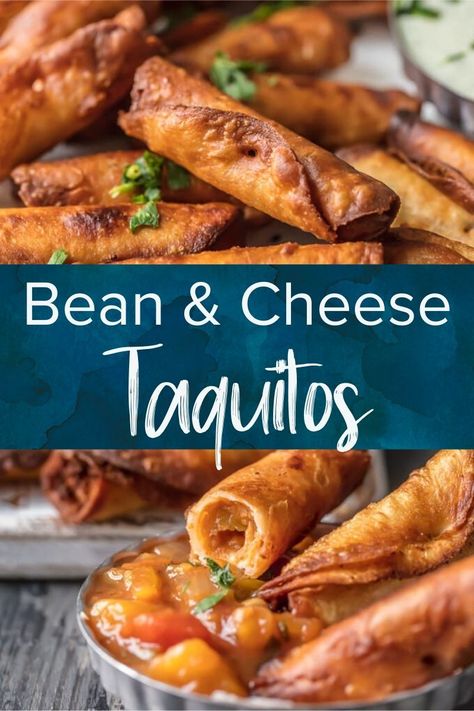 Bean Cheese Taquitos, Bean Taquitos Baked, Mini Taquitos Appetizers, Taquitos Recipe Vegetarian, Grilled Taquitos, Tofu Taquitos, Taquito Filling, Refried Bean Taquitos, Taquitos Cheese