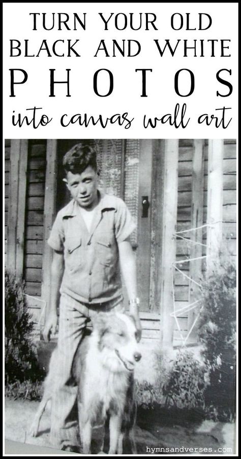 Don't know what to do with those old black and white photos of your family? Why not consider turning them into a piece of art. This tutorial shows you how. #hymnsandverses #diyproject #diyart #wallart #blackandwhite #blackandwhitephotos #vintagephotos #antiquephotos #vintagepictures #oldfamilypictures #oldfamilyphotos #photoart #wallart #diywallart Displaying Old Family Photos, Old Black And White Photos, Family Photo Canvas, Photos Into Art, Photo Crafts, Family Photo Wall, Old Family Photos, Engineer Prints, Black And White Photos