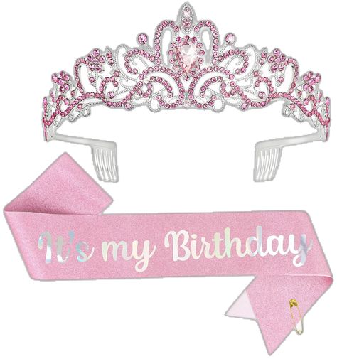 Birthday Sash And Crown, Mood Broad, Tiara Set, Birthday Sash, Crown For Women, Rhinestone Tiara, It's My Birthday, Headband For Women, Birthday Crown