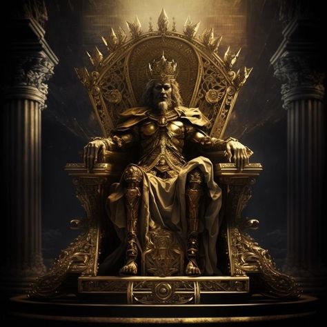 King On A Throne Art, King On A Throne Drawing, King On The Throne Art, King On Throne Tattoo, Someone Sitting On A Throne, Modern King Outfit, Man Sitting On Throne Reference, God Sitting On Throne, Fantasy Throne Chair Art