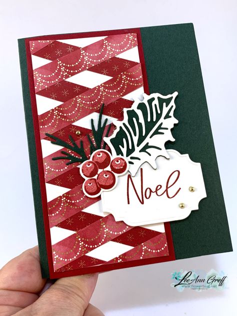 Stampin Up Twisted Ribbon Technique, Ribbon Cards Handmade, Double Twisted Ribbon Technique, Twisted Ribbon Card Technique, Twisted Ribbon Card, Twisted Ribbons, Stamped Christmas Cards, Ribbon Cards, Simple Christmas Cards