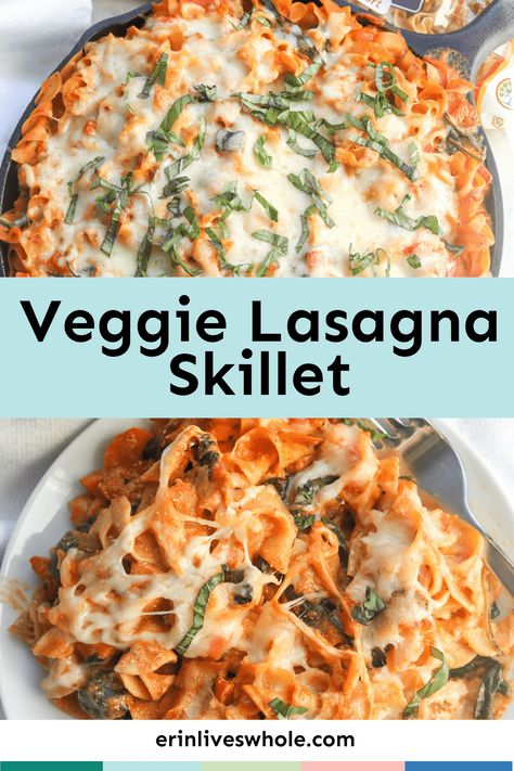 Give your regular lasagna recipe an upgrade with this Veggie Skillet Lasagna. It's a vegetarian-friendly dish made with classic lasagna ingredients and Pennsylvania Dutch Egg Noodles! Egg Noodle Dishes, Lasagna Skillet, Skillet Lasagna Recipe, Veggie Skillet, Best Lasagna Recipe, Skillet Lasagna, Lasagna Ingredients, Pasta Meals, Veggie Lasagna