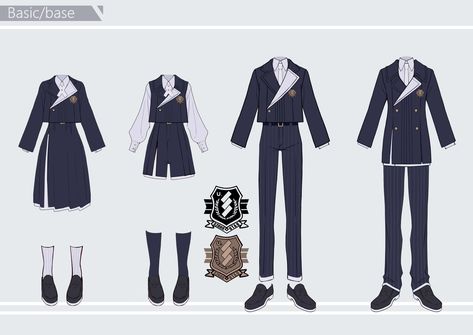 Unique Uniform Ideas, Character Design Uniform, School Uniform Character Design, School Uniform Design Ideas, Anime School Uniform Boys, Nrc Uniforms, Academy Uniform Design, School Uniform Ideas Drawing, School Uniforms Drawing