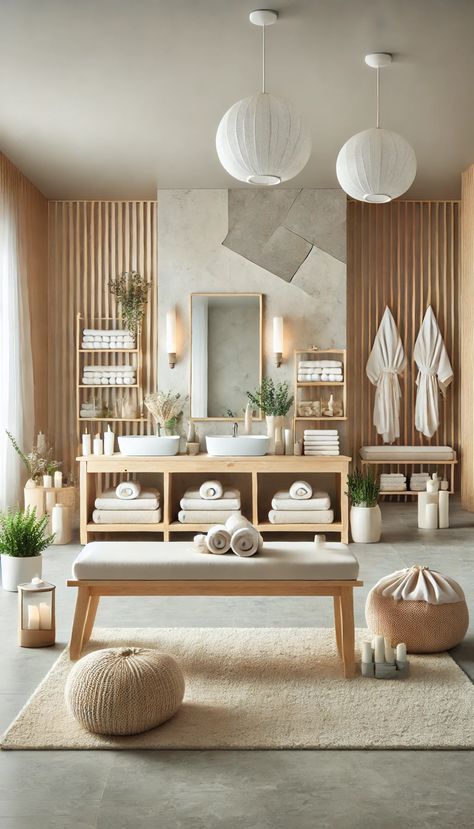 21 Stunning Spa Decor Ideas That Will Instantly Transform Your Space 🧖‍♀️✨ Bathroom Spa Decor Ideas, Zen Spa Decor, Spa Decor Ideas, Spa Room Design, Spa Room Ideas Estheticians, Spa Design Interior, Bathroom Into A Spa, Spa Bathroom Decor, Massage Room Decor