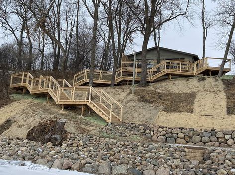 Steps - Lake Shore Services Beach Stairs, Lake Shore, Landscape Projects, Getting Things Done, Stepping Stones, Stairs, Lake, The Incredibles