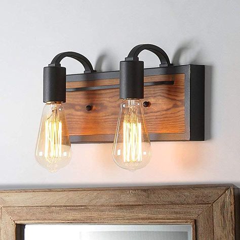 Rustic Vanity Lights, Simple Vanity, Farmhouse Vanity Lights, Rustic Wall Lighting, Wood Wall Bathroom, Vanity Light Bar, Rustic Vanity, Farmhouse Vanity, Rustic Bathroom Vanities