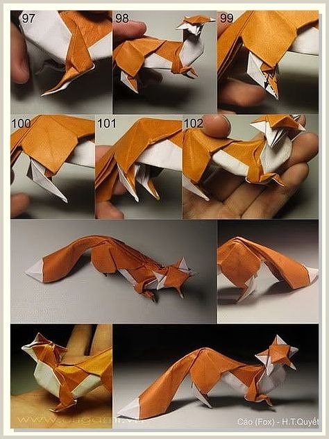 Make your own origami animal kingdom with tutorials for horses, lions and more. Dragon Origami, Fox Group, Origami Star Box, Tutorial Origami, Origami Dragon, Origami Fashion, Origami For Beginners, Origami Fish, Origami Love