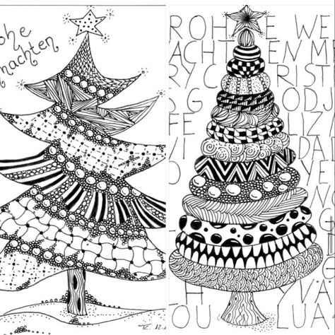 Christmas Tree Zentangle Patterns, Zentangle Christmas Cards Ideas, Zentangle Christmas Tree, Zentangle Christmas Cards, Holiday Zentangle, Christmas Zentangle Patterns, Whimsical Christmas Art, Christmas Zentangle, Zentangle Christmas