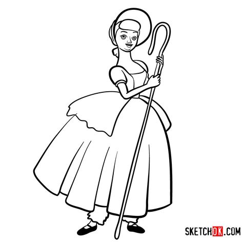 How to draw Bo Peep from Toy Story Peeps Crafts, Bo Peep Toy Story, Easy Drawing Guides, Drawing Characters, Characters Cartoon, Disney Drawings Sketches, Story Animated, Drawing Toys, Story Drawing