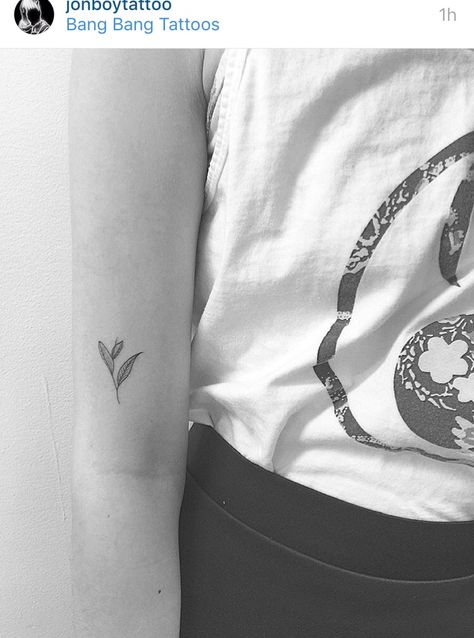 Green Tea Leaf Tattoo, Green Tea Tattoo, Tea Leaf Tattoo, Tea Leaves Tattoo, Jonboy Tattoo, Tea Tattoo, Green Tea Leaves, Leaf Tattoo, Tattoo Minimal