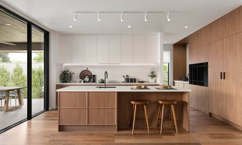 Miami in Lochinvar - polytec Design Awards Scandi Interior Design, Peninsula Kitchen, Greige Kitchen, Mcdonald Jones Homes, Kitchen Renovation Design, Scandi Kitchen, Timber Kitchen, Nordic Kitchen, Wood Kitchen Island