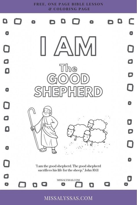 A fun and interactive early childhood lesson for your preschooler. I Am The Good Shepherd Craft For Kids, Jesus The Good Shepherd Craft, The Good Shepherd Coloring Page, Good Shepherd Coloring Page, The Good Shepherd Craft, Shepherd Coloring Page, Bible Lesson For Kids, I Am The Good Shepherd, Veterans Day Coloring Page