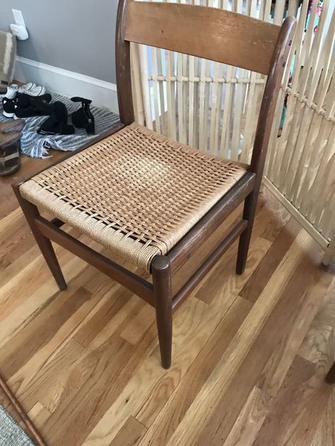 Four (4) Danish Cord Dining Chairs – $450 or best offer – 4 (four) danish woven papercord seat dining chairs. Similar to Hans Wegner and/or J.L. Moller in style. Unknown designer. Sturdy frames, danish cord is slightly discolored and some small areas of breakage exist. Chairs are still in great solid shape. – BOSTON From Maxwell:Dear Readers, What are you looking for? READ MORE... Breuer Cesca Chair, Vintage Wicker Chair, Breuer Chair, Rattan Peacock Chair, Cane Chairs, Danish Cord, Cane Chair, Hans Wegner, Romantic Bedroom