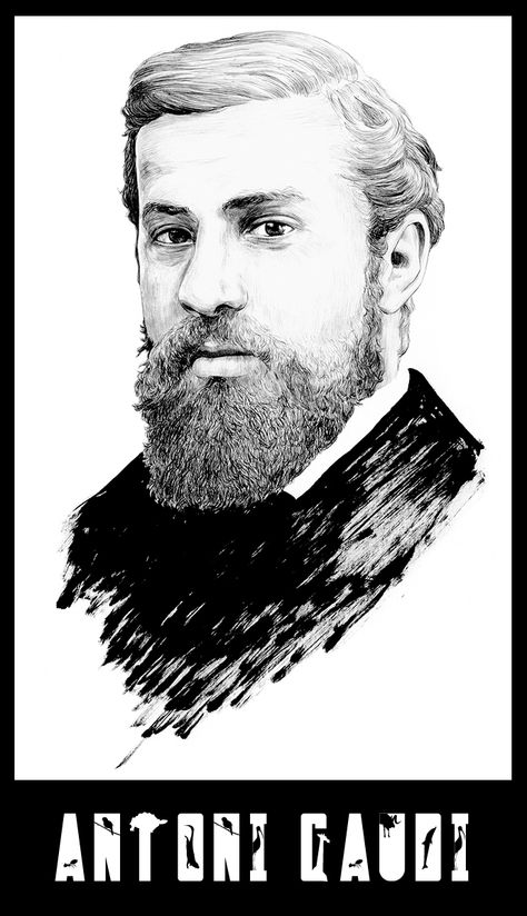 Antoni Gaudi Portrait, Antoni Gaudi Drawings, Antonio Gaudi Architecture, Gaudi Art, Gaudi Architecture, Architectural Ideas, Antonio Gaudí, Antoni Gaudi, Barcelona Spain