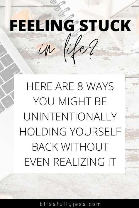 Feeling frustrated & discouraged because you're not where you thought you would be at this point in life? Looking to get your life back on track & ready to move forward with you life? Make sure you are not engaging in these 8 habits that might be holding yourself back. Eliminate these habits & start seeing a shift! / life / lifestyle / mindset / inspiration / motivation / living life to the fullest / getting the most out of life / conquer your mindset / crush your goals // blissfullyjess.com How To Get Yourself Back, Life Back On Track, Feeling Stuck In Life, Stuck In Life, Start Living Life, Portable Office, Mindset Inspiration, Living Life To The Fullest, Developing Healthy Habits