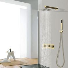 Brass Shower Head, Gold Shower, Dual Shower Heads, Luxurious Showers, Shower Fixtures, Brass Shower, Gold Bathroom, Rainfall Shower Head, Mixer Shower