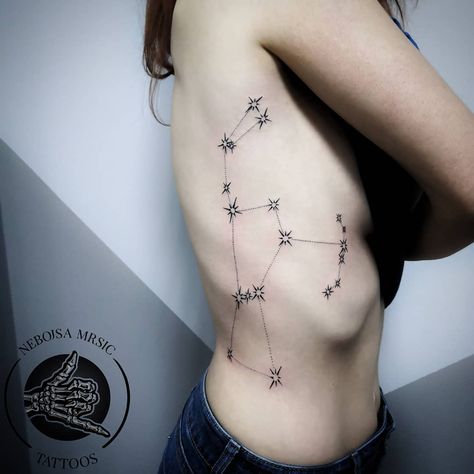 Orion Tattoo, Star Constellation Tattoo, Mole Tattoo, Nebula Tattoo, Hunter Tattoo, Orion Constellation, Constellation Tattoos, Spine Tattoo, Waves Tattoo