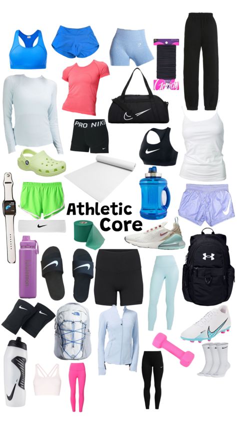 #athlete #athletic #athleticstyle Sporty Athletic Fit T-shirt For Sports, School Athletic Outfits, Student Athlete Tips, Athletic Trainer Outfit, Track Necessities, Track Meet Essentials, Athlete Essentials, Student Athlete Aesthetic, Athletic Aesthetic Outfits