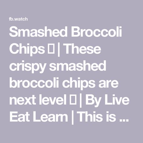 Smashed Broccoli Chips 🥦 | These crispy smashed broccoli chips are next level 🥦 | By Live Eat Learn | This is how you make the
perfect crispy broccoli. There will not be leftovers. Par boil
then drain the broccoli then set each piece on a mound of
Parmesan cheese. Then grab a glass and smash them to create
more surface area for them to get crispy in the oven then
finish it off with some lemon pepper seasoning and throw them
in the oven until they're crispy and golden brown. Let me
know if you try it out and happy cooking. Broccoli Chips, Smashed Broccoli, Crispy Broccoli, Pepper Seasoning, Lemon Pepper Seasoning, Happy Cooking, Lemon Pepper, Parmesan Cheese, Surface Area