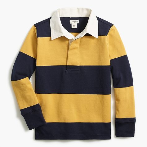 J.Crew Factory: Boys' Long-sleeve Rugby Polo Shirt Orange Polo Shirt, Polo Shirt Brands, Grey Polo Shirt, J Crew Style, Rugby Polo, White Polo Shirt, Boys Stripes, Uniform Shirts, Striped Long Sleeve Shirt