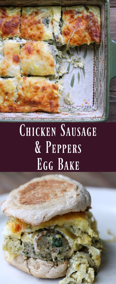 Egg Casserole Recipes Healthy, Chicken Sausage And Peppers, Healthy Egg Bake, Bake Eggs, Egg Bake Recipe, Egg Bake Casserole, Chicken Sheet Pan Dinner, Casserole Healthy, Chicken Sheet Pan