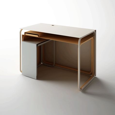 JOIN DESK - The Only Desk You’ll Ever Need. Seriously on Behance Modern Desks Ideas, Innovative Desk Design, Minimalist Desk Design, Low Desk, Storage Desk, Steel Desk, Multifunctional Space, Minimalist Desk, Metal Desk