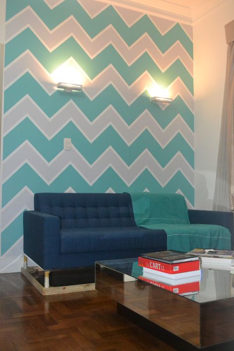 My very own chevron wall. DIY. Dividing my living room from dining room. Girls Room Paint Colors, Girls Room Paint, Grey Laundry Rooms, Girls Room Diy, Diy Wall Painting, Room Wall Painting, Chevron Wall, Room Paint Colors, Kids Room Wall