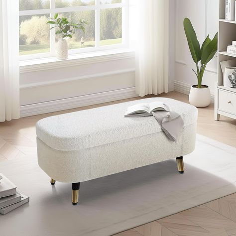 Faster shipping. Better service Teddy Ottoman, Hallway Beige, Comfortable Ottoman, Surf Room Decor, Upholstered Entryway Bench, Modern Storage Bench, Oval Ottoman, Bench For Bedroom, Ottoman White