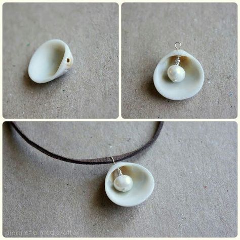 Shell Necklace Diy, Pearl In Shell, Beautiful Florida, Shells Diy, Necklace Shell, Pearls Diy, Seashell Jewelry, Seashell Necklace, Necklace Diy