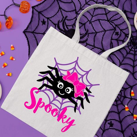 This adorable canvas tote bag is great for kids, and an ideal accessory for Halloween Trick or Treating. Reusable perfect for your child’s candy collection. This could also be a great gift for any child for use on Halloween. It comes in two colors which you can choose from. We use high quality, soft flex vinyl which not only creates a sharp, vivid graphic but will never look "faded" or “washed out” like some inks commonly do. Processing time is 2-4 days, delivery will depend on your choice at ch Trick Or Treat Canvas Bags, Halloween Trick Or Treating, Trick Or Treat Candy, Halloween Gift Bags, Candy Collection, Trick Or, Spooky Spiders, Halloween Tote Bag, Spider Girl