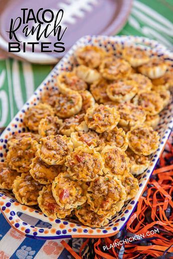 Taco Ranch Bites, Bite Size Appetizers Easy, Taco Bites, Bite Size Appetizers, Plain Chicken, Taco Bar, Party Appetizers, Finger Food Appetizers, Football Food