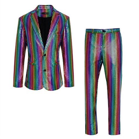 Disco Games, Rainbow Suit, Disco Suit, Disco Parties, 70s Disco Outfit, Disco Outfits, Style Année 80, Themed Costumes, Slim Suit Pants