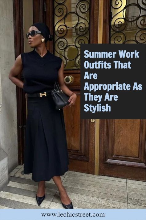 work outfit ideas, work outfits summer, work outfits woman, summer work outfits, summer work outfit, working outfit summer, work outfit summer, work outfit for spring Cold Summer Outfit Work, Summer Executive Outfit, Work Retreat Outfit Summer, Summer Meeting Outfits, Tropical Work Outfit, Work Appropriate Summer Outfits, Hot Weather Office Outfits, All Black Outfit Casual, Summer Corporate