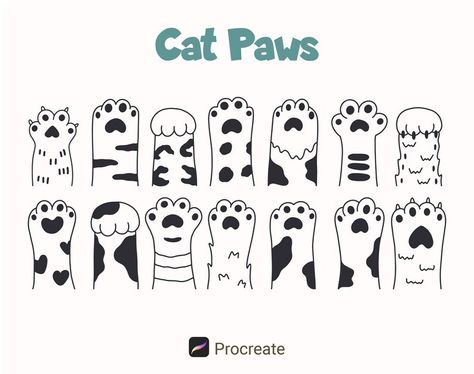 Cat Paw, Paw Stamps, Cute Paw , Pet Paw, Animal Paw, Procreate Stamps, PAW Print Line Art, Animal Paws Stamps, Paw Doodle, Procreate Brushes - Etsy Paw Doodle, Paw Sketch, Paw Print Drawing, Paw Illustration, Doodle Procreate, Animal Paws, Procreate Stamps, Cat's Paw, Cat Paw Print