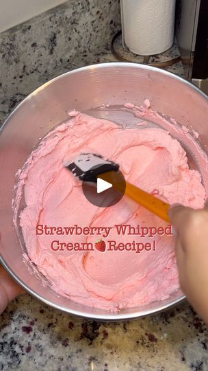 15K views · 979 reactions | Strawberry Whipped Cream🍓Recipe! | Strawberry Whipped Cream🍓Recipe! #explore #trending #viral #strawberry #whipcream #heavywhippingcream #recipe #easyrecipe #diy #kitchenaid #mixer... | By Makeup by JessFacebook Box Cake Homemade, Strawberry Whip Cream, Whipping Cream Frosting, Whip Cream Cake, Cake Covering, Strawberries Desserts, Strawberry Whip, Pretty Cake Ideas, Holiday Treat Ideas