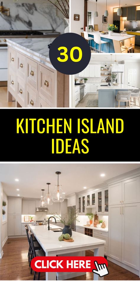 Top 30 Kitchen Island Ideas – Transform Your Space with Style | Home Decor - placeideal.com Simple Kitchen Island Ideas, Island Cabinet Ideas Layout, Kitchen Island Ideas With Seating Modern, Island Table Kitchen, Small Kitchen Island Ideas With Seating, Kitchen Islands Ideas With Seating, Kitchen With Big Island, Narrow Kitchen Island, Island With Stove