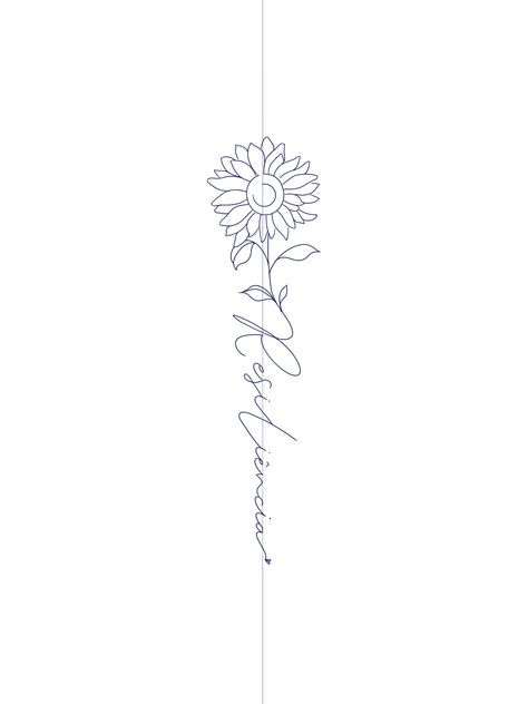 Sunflower Spine Tattoo Quotes, Delicate Sunflower Tattoo, Spine Tattoo Quotes, Resilience Tattoo, Minimalistic Tattoo Ideas, Minimalistic Tattoo, Small Sunflower, Writing Tattoos, Spine Tattoos For Women