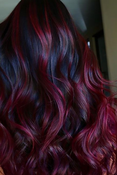 Dyed Hair Inspiration Light Skin, Red And Violet Hair, Red Violet Hair Color, Red Violet Hair, Flame Hair, Red Balayage Hair, 2024 Hair Color, Red Balayage, Pretty Rainbow