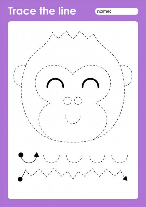 Lines Preschool, Gorilla Craft, Zoo Phonics, Kids Church Lessons, Beginning Of Kindergarten, Shape Tracing Worksheets, Kindergarten Colors, Tracing Lines, Tracing Sheets