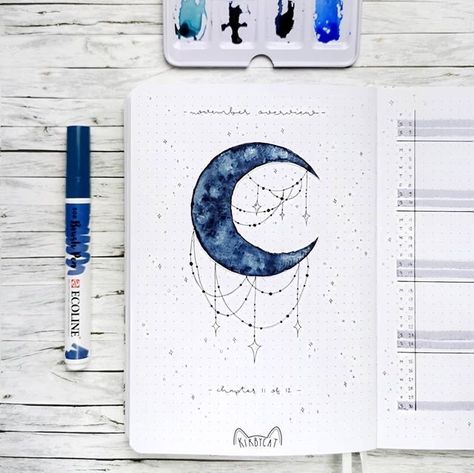 Mystic Pictures, Bullet Journal Halloween, Bullet Journal October, Organization Bullet Journal, Moons And Stars, Bullet Journal Mood, Bullet Journal Design Ideas, Dot Journals, Bullet Journal Themes