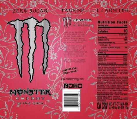 Monster Room, Pink Monster, Monster Wall, Monster Crafts, Monster Energy Drink, Drinks Design, Energy Drink, Monster Can, Monster Energy