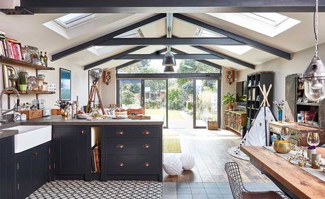 How to create an open plan layout in an old home | Real Homes Kitchen Diner Extension, Victorian Terrace House, Rustic Country Kitchens, Industrial Style Kitchen, Open Plan Kitchen Living Room, 1930s House, Open Concept Floor Plans, House Extension Design, Kitchen And Dining Room