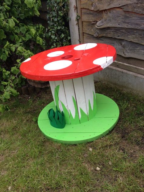 Spool Tables, Cable Reel, Mushroom Table, Kids Garden, Sensory Garden, Children's Garden, Outdoor Classroom, Wooden Spools, School Garden