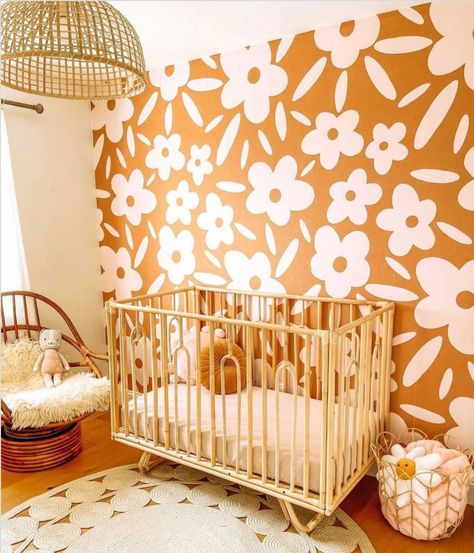 Daisy prints and retro furniture has us feeling groovy. Sweet and funky, this trend is giving us all the feels. Nursery by @the.jonesy.life Eclectic Nursery, Baby Nursery Inspiration, Girl Nursery Themes, Nursery Trends, Baby Room Themes, Nursery Room Design, Girl Nursery Room, Baby Room Inspiration, Nursery Room Inspiration