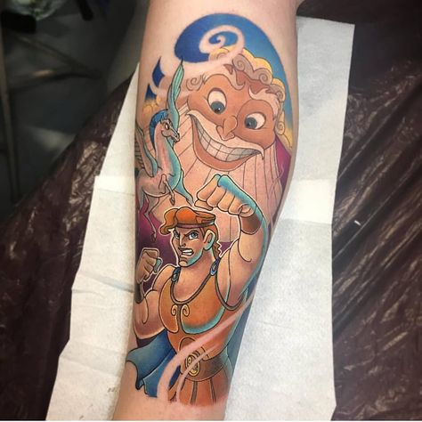 Disney Tattoos Worldwide on Instagram: “Done by artist🔹@brentgoudie 🔹 from UK! Go follow @brentgoudie @brentgoudie @brentgoudie to see more work! #supportyourlocaltattooartist…” Disney Tattoo Inspiration, Zeus Disney, Disney Sleeve Tattoo, Disney Tattoos Ariel, Disney Tattoos Peter Pan, Disney Tattoos Unique, Disney Tattoos For Men, Disney Tattoo Ideas, Disney Tattoos Quotes