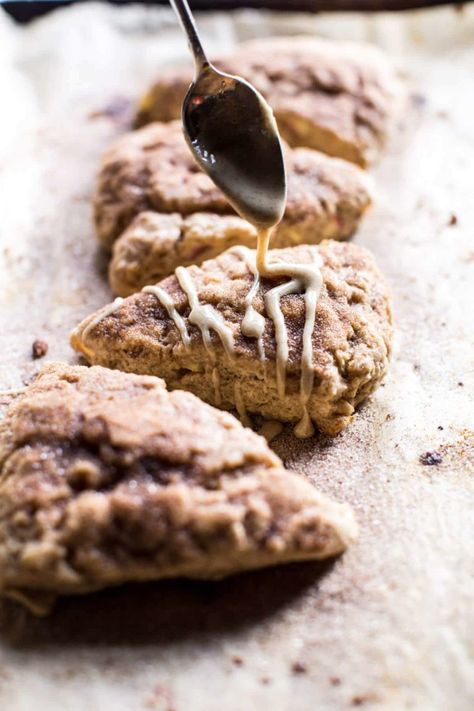 Brown Butter Maple Glazed Cinnamon Apple Scones. - Half Baked Harvest Cinnamon Apple Scones, Apple Scones, Half Baked Harvest Recipes, Delta Breezes, Apple Treat, Muffin Tops, Harvest Recipes, Cinnamon Apple, Half Baked