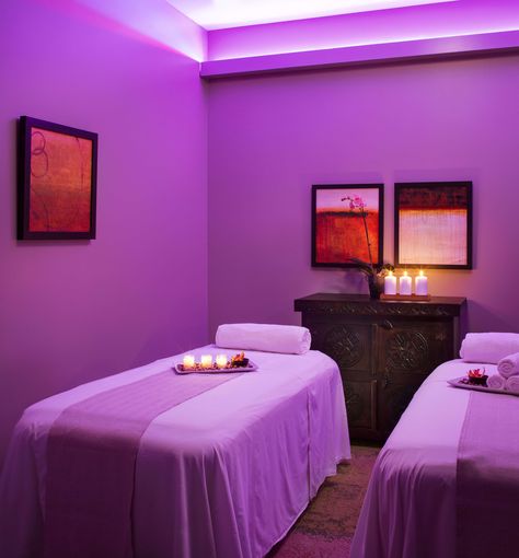 Lavender Esthetician Room, Esthetician Room Decor Purple, Purple Lash Room, Spa Room Crystal Light, Purple Massage Room, Esthetician Lifestyle, Spa Interior Design Luxury, Wall Clock Ideas, Spa Bedroom