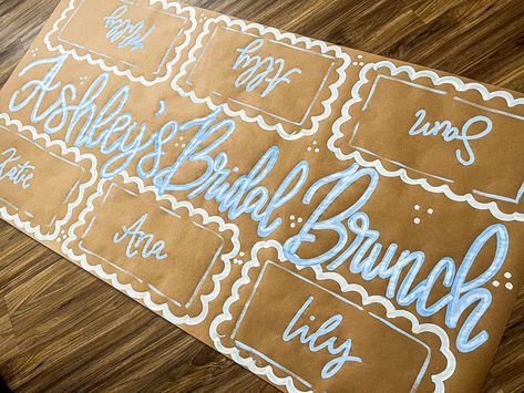 🌟NEW🌟 •�•• Table placemat banner for any event! Fully customizable! 🩵🫶🏼 • • • #placemat #banner #butcherpaperbanner #brownpaperbanner #bridalshower #bridalbrunch Butcher Paper Banner, Brown Paper Banner, Painted Banner, Craft Nights, Birthday Signs, Table Placemat, Paper Banners, Paper Ideas, Paint Projects