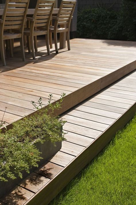 Ideas For Small Gardens, Decking Ideas, Deck Steps, Patio Deck Designs, Wooden Deck, Outdoor Steps, Deck Designs Backyard, Decks Backyard, Diy Deck